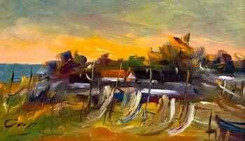 Tuntematon taiteilija, Öljymaalaus kankaalle, Signeerattu