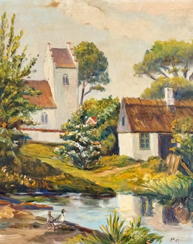 Tuntematon taiteilija, Öljymaalaus kankaalle, Signeerattu