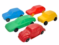 5 Retro legetøjsplastikbiler samlerbiler, Galanite, Plasto Finland
