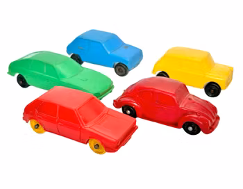 5 Retro leksak plastbilar samlarbilar, Galanite,Plasto Finland