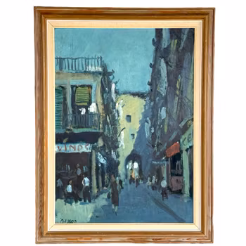 Nilsson, Oljemålning på pannå, Signerad