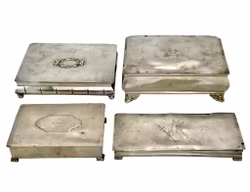 4pcs, Cigar boxes, Svenskt Tenn Mabos & Dansk kunst pewter & GAB pewter