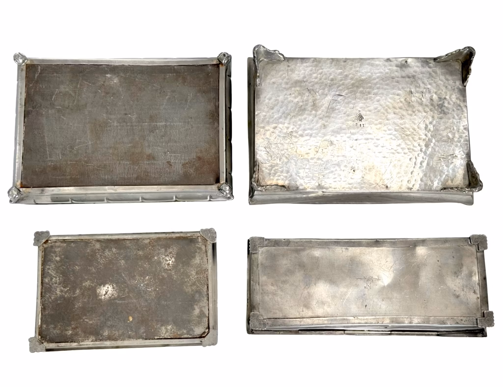 4pcs, Cigar boxes, Svenskt Tenn Mabos & Dansk kunst pewter & GAB pewter
