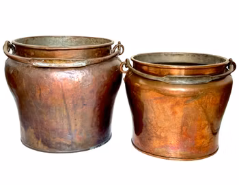 Antik handtag hinkar, koppar