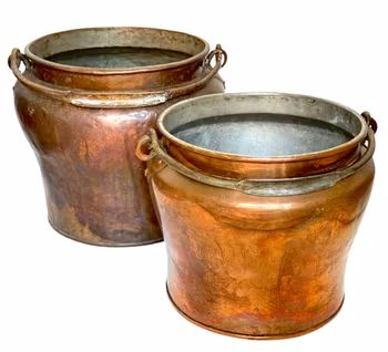 Antik handtag hinkar, koppar