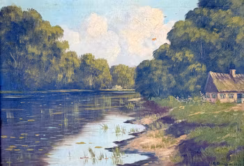 Julie Dinesen (Danmark, 1879-1963). Oljemålning på duk, Signerad