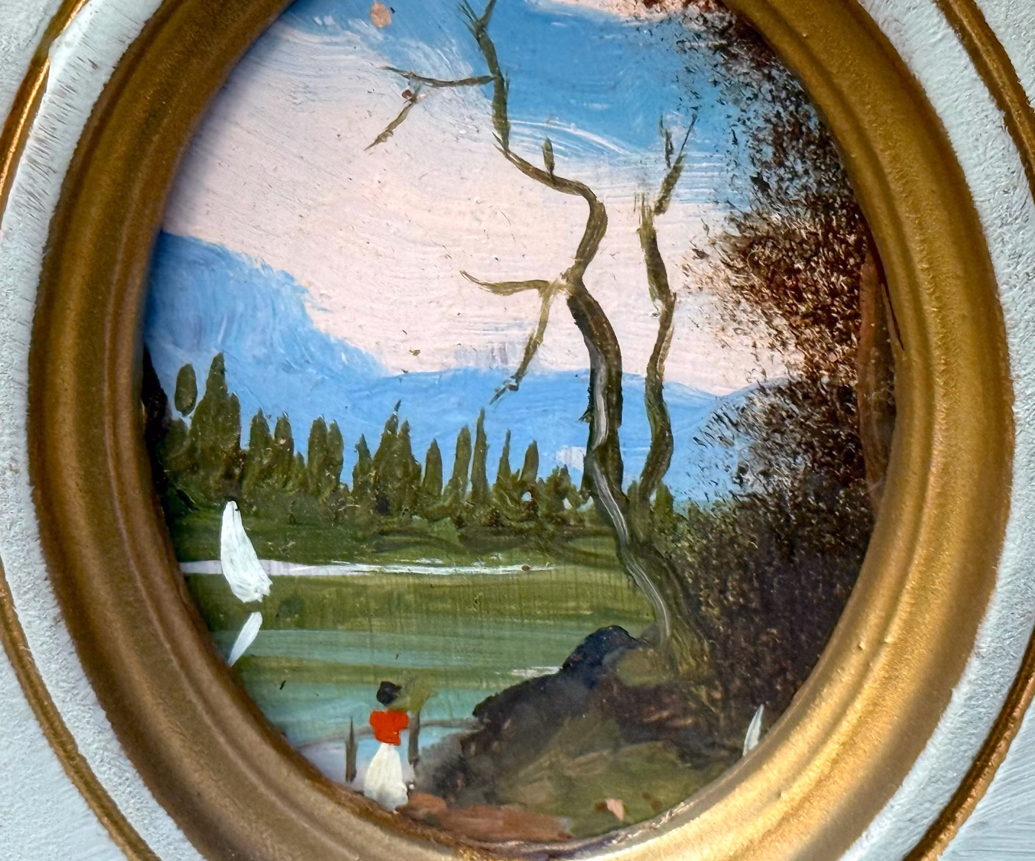 Peinture miniature encadrée ancienne