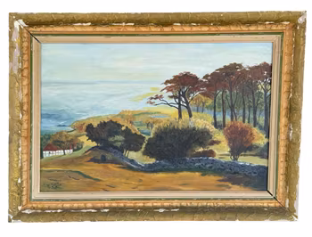 E. Gillis, Oljemålning på pannå, Signerad