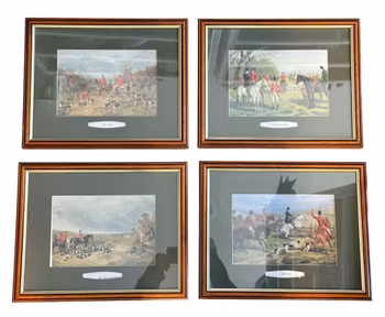 Jakt motiv, 4 inramade tryck, England