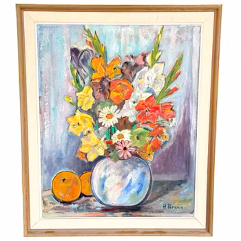 H. Persson, Oljemålning på pannå, Signerad