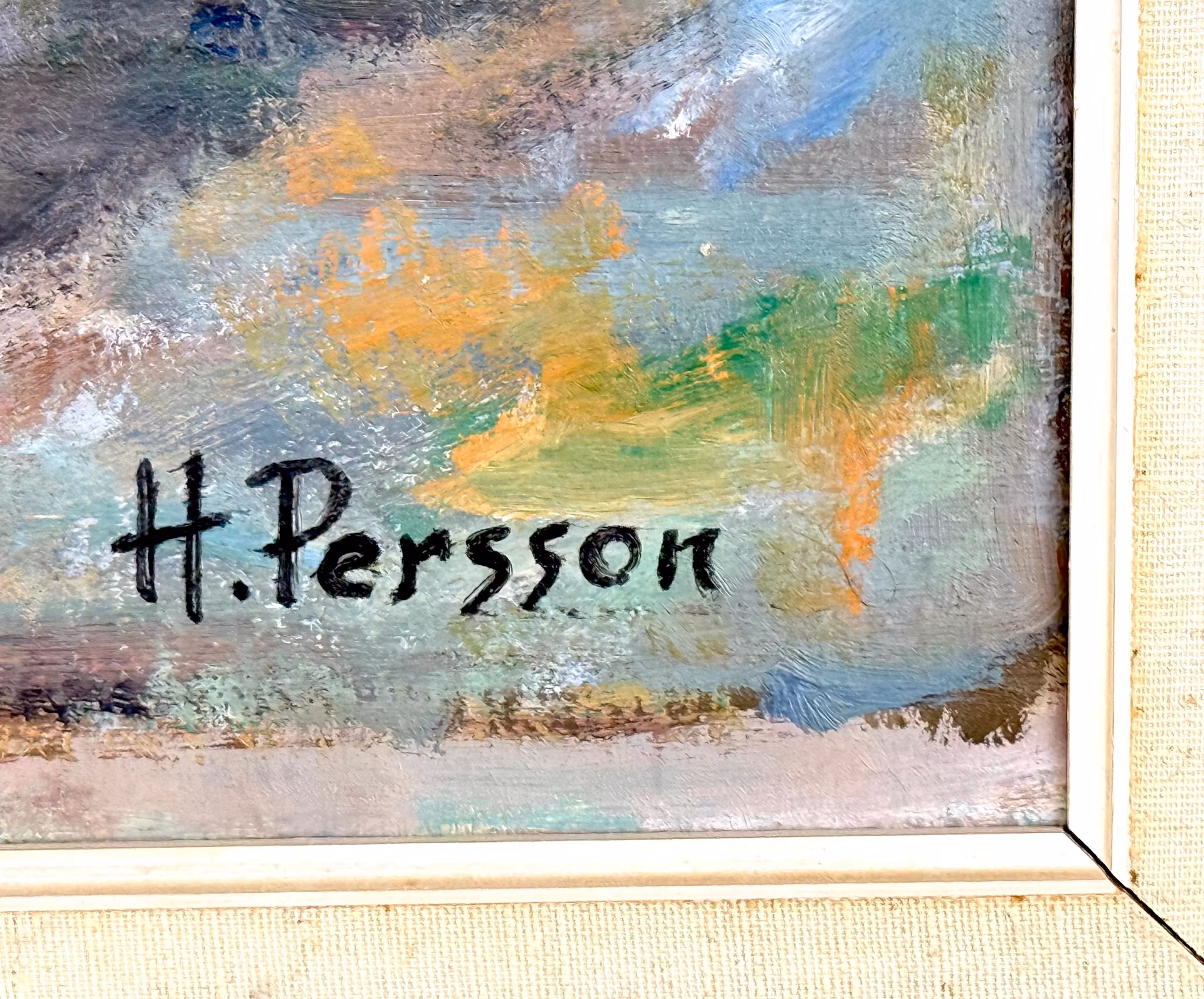 H. Persson, Öljymaalaus paneelille, Signeerattu