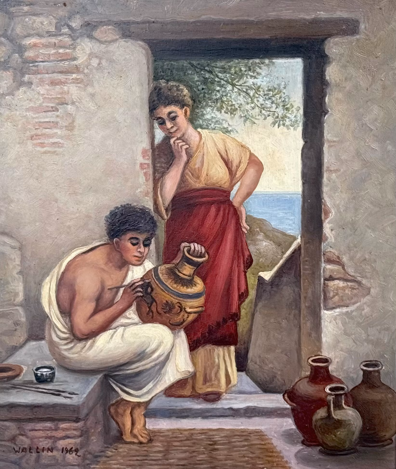 Wallin, Öljymaalaus paneelille, Signeerattu