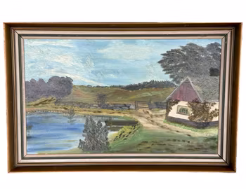 Oidentifierad konstnär, Oljemålning på pannå, signerad