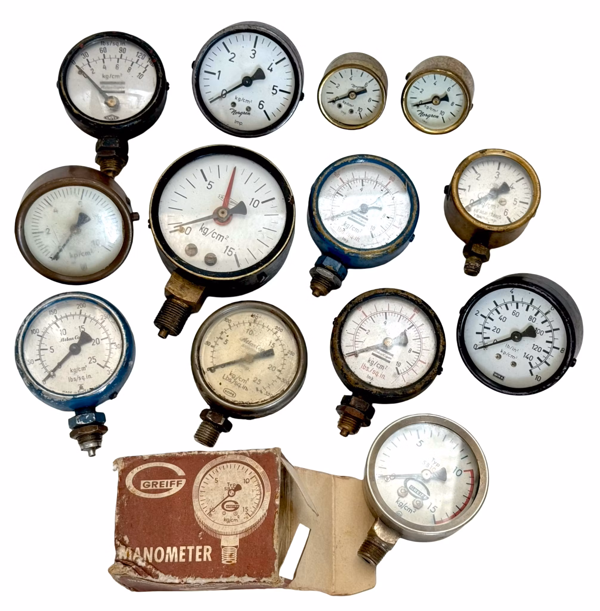 13 stk, Manometer / Manometer / Manometer