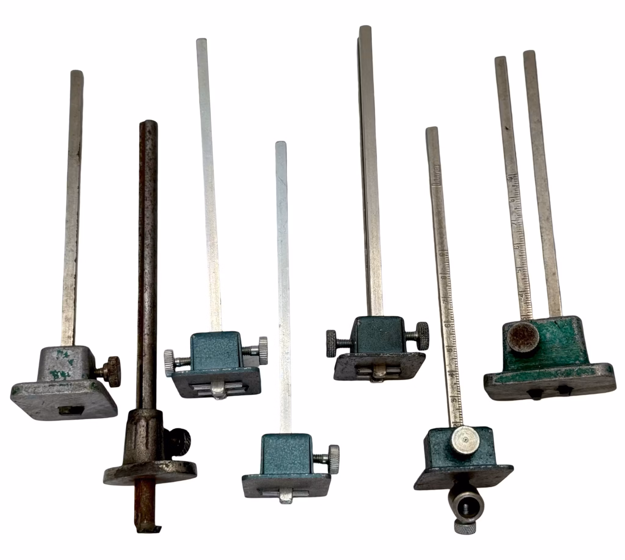 7 pièces, règle, règle simple et double