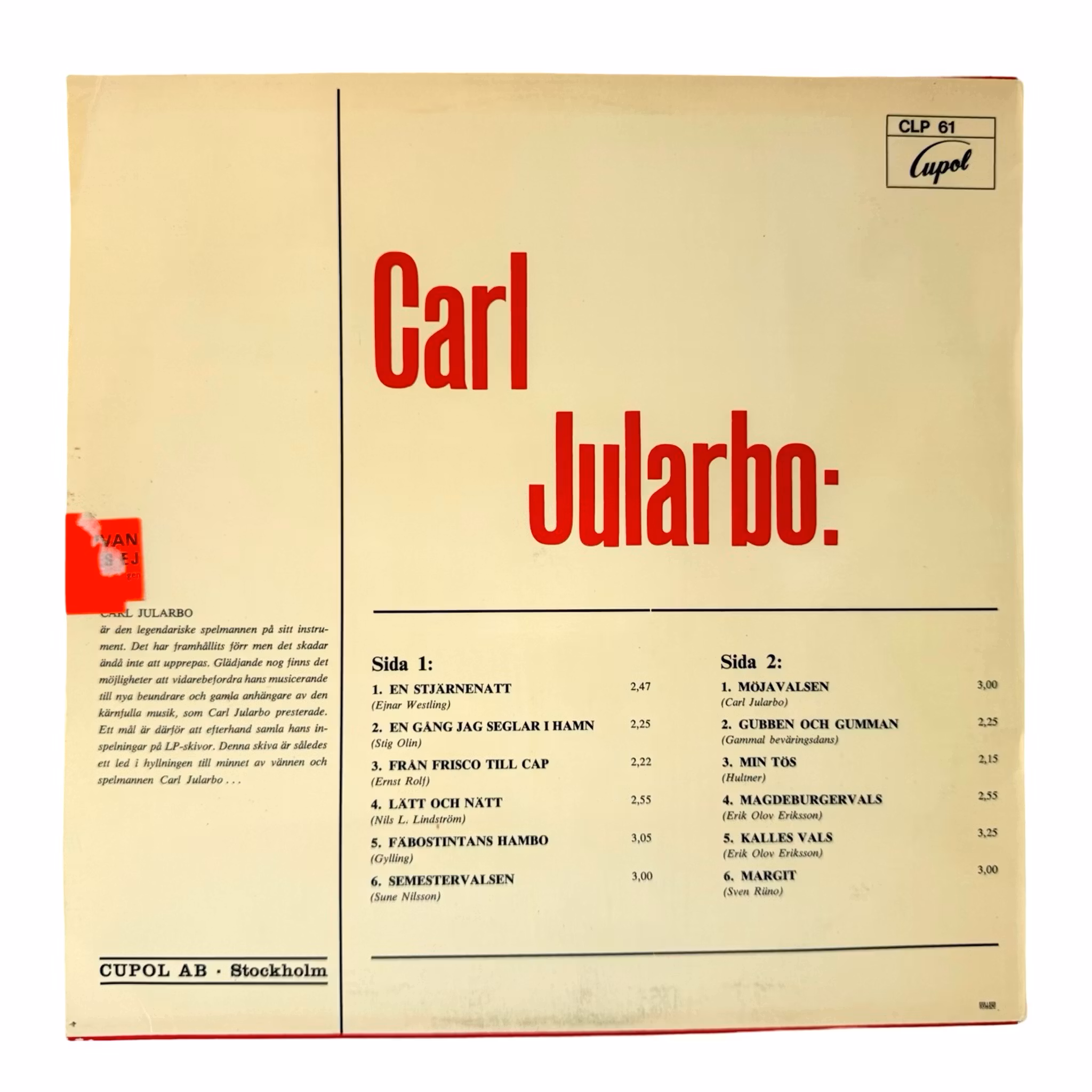 Carl Jularbo - A Starry Night, LP in vinile, inutilizzato