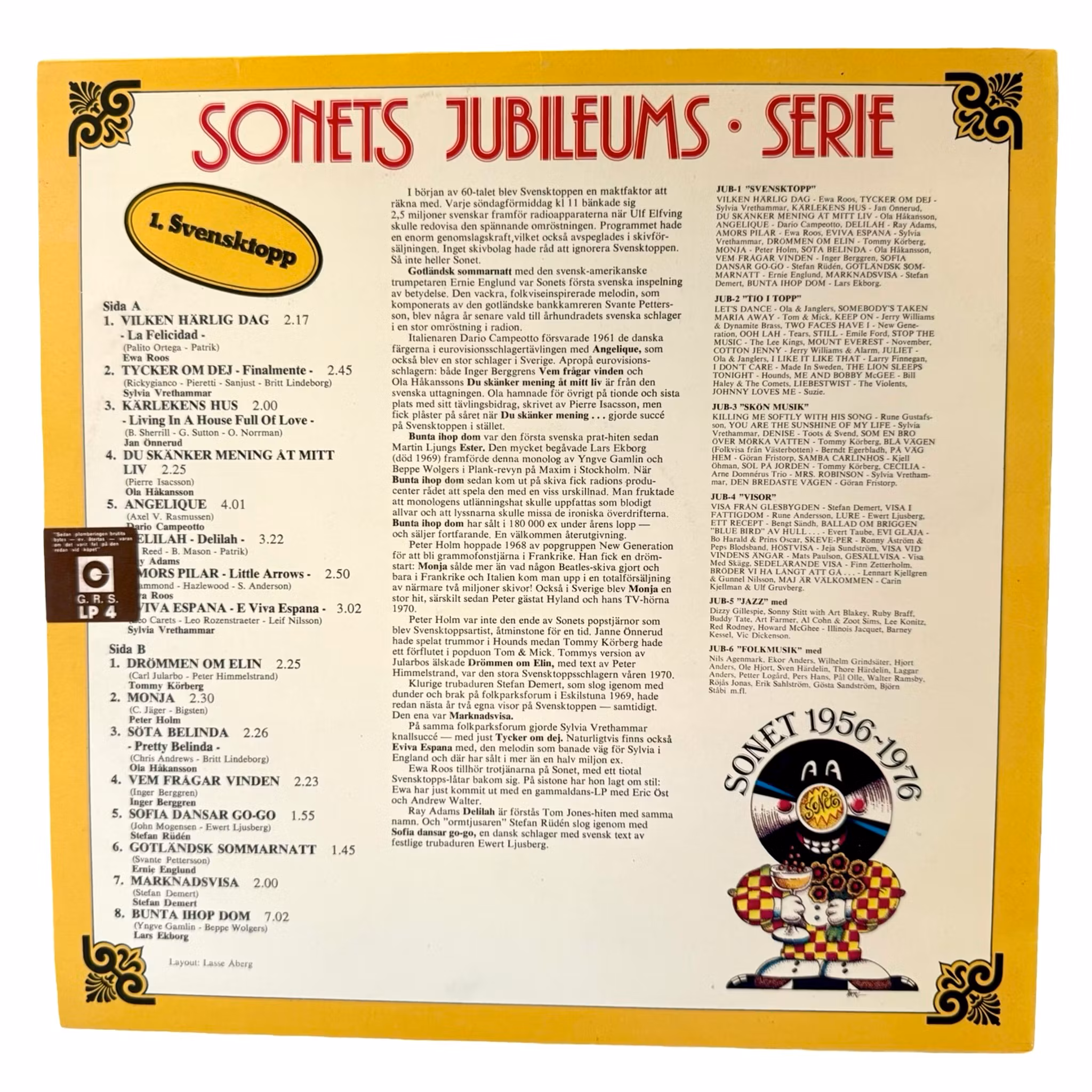 Sonets Jubileums-serie, 1. Svensktopp, LP Vinyl, Oanvänt