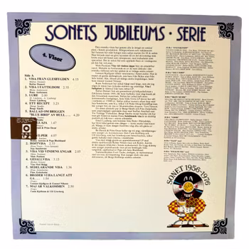 Sonets Jubileums-serie, 4. Visor, LP Vinyl, Oanvänt