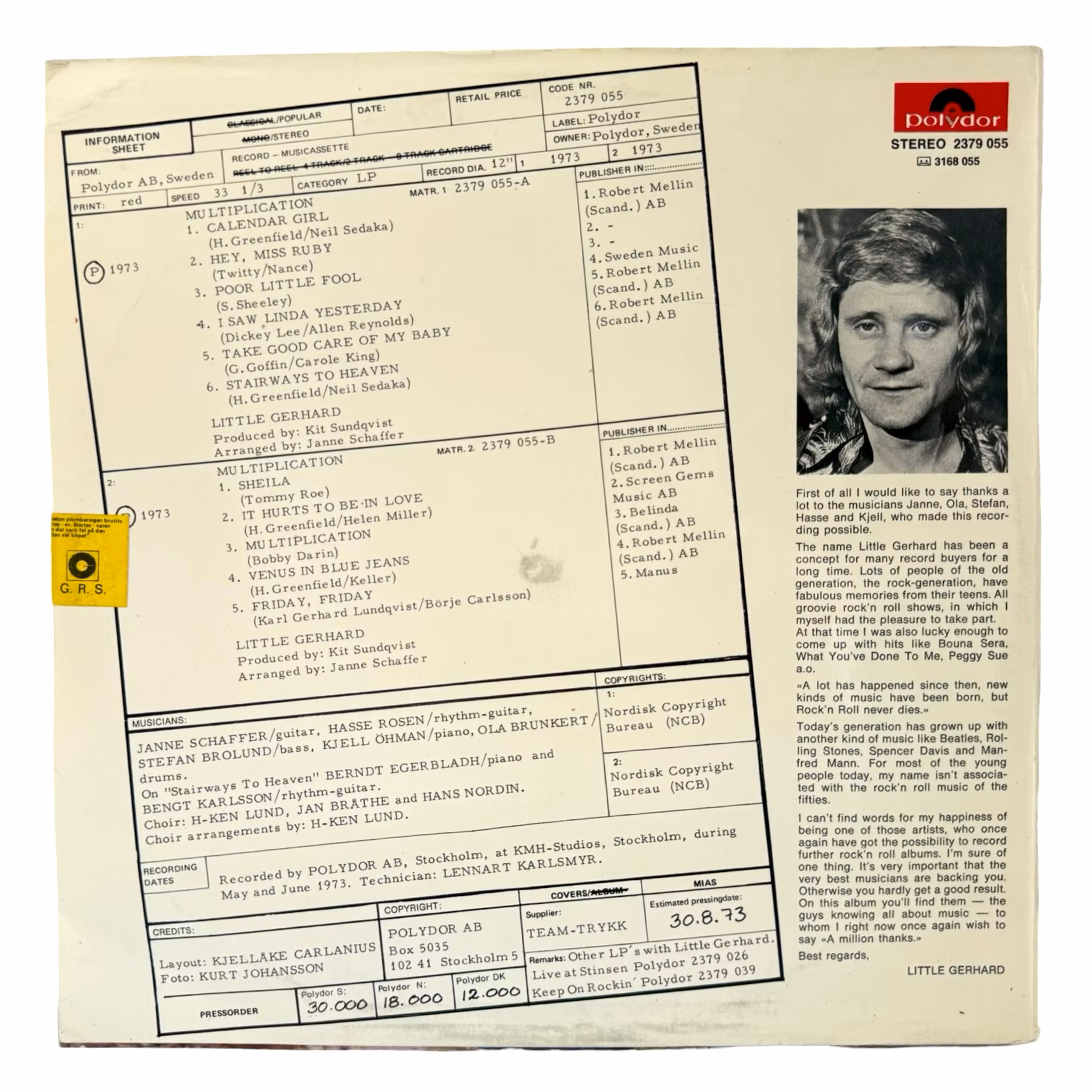 Little Gerhard - Multiplication, vinyle LP, inutilisé