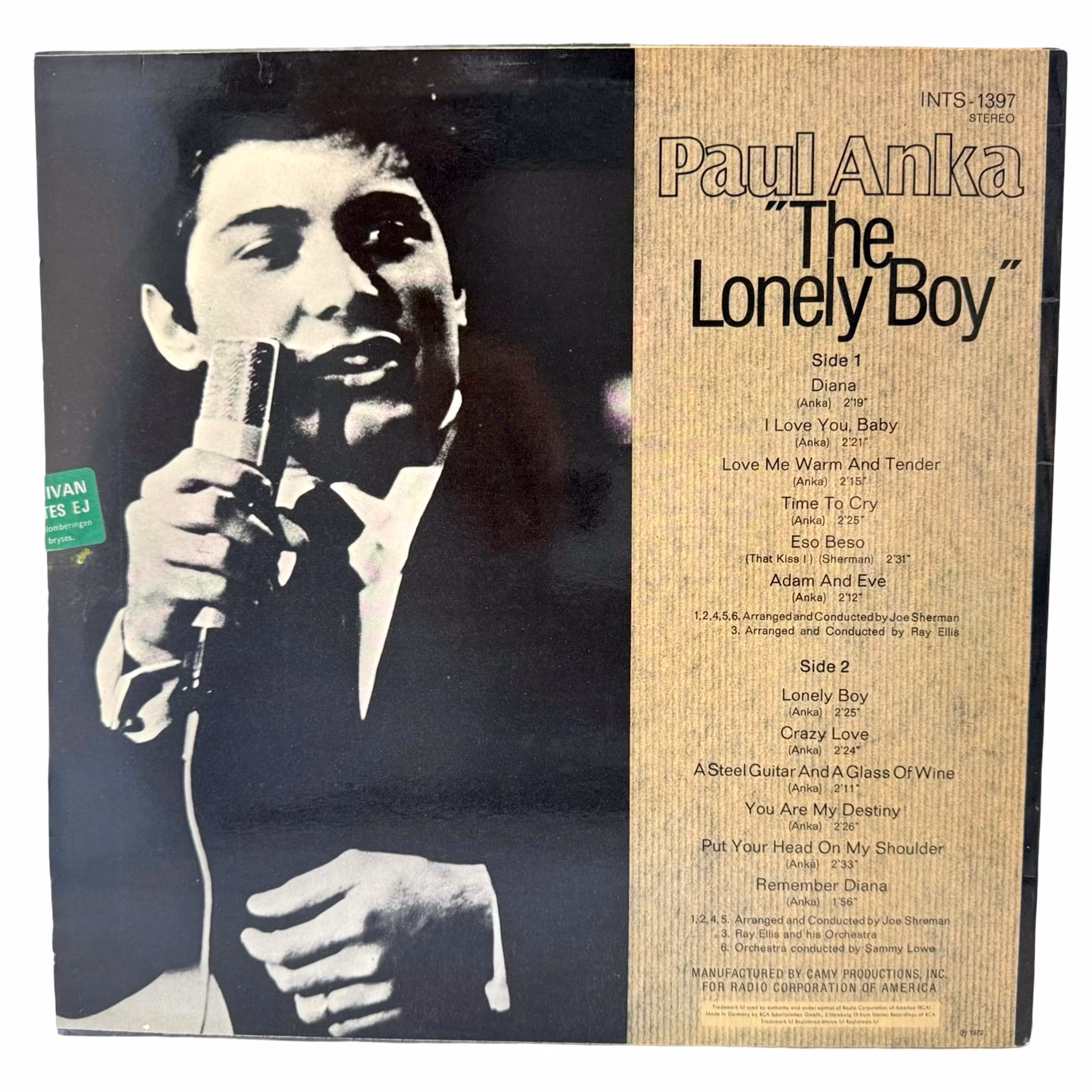 Paul Anka The Lonely Boy. Yesterday's pop scene, LP Vinyl, Unused