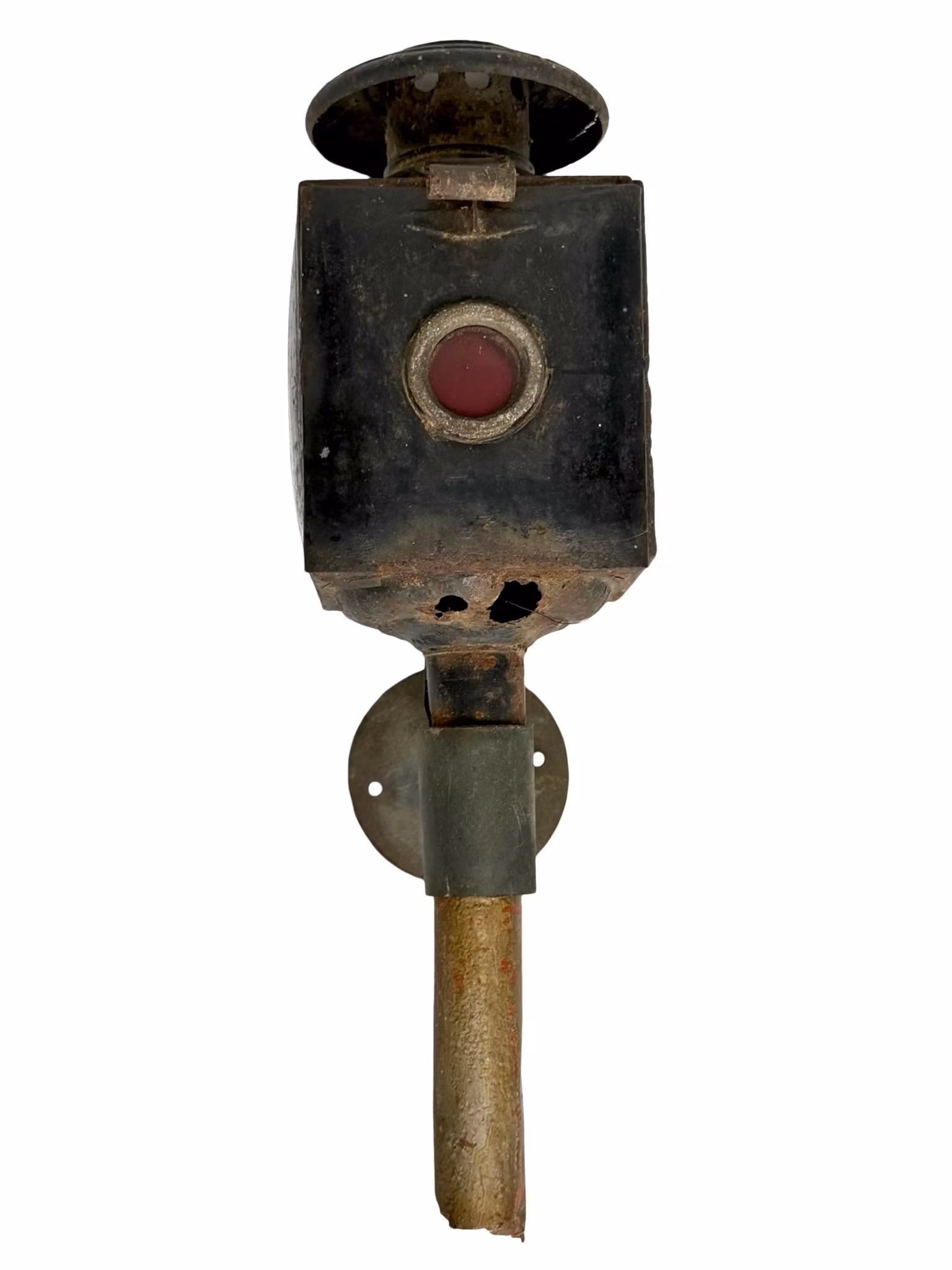 Oude koetslantaarn van ijzer en glas