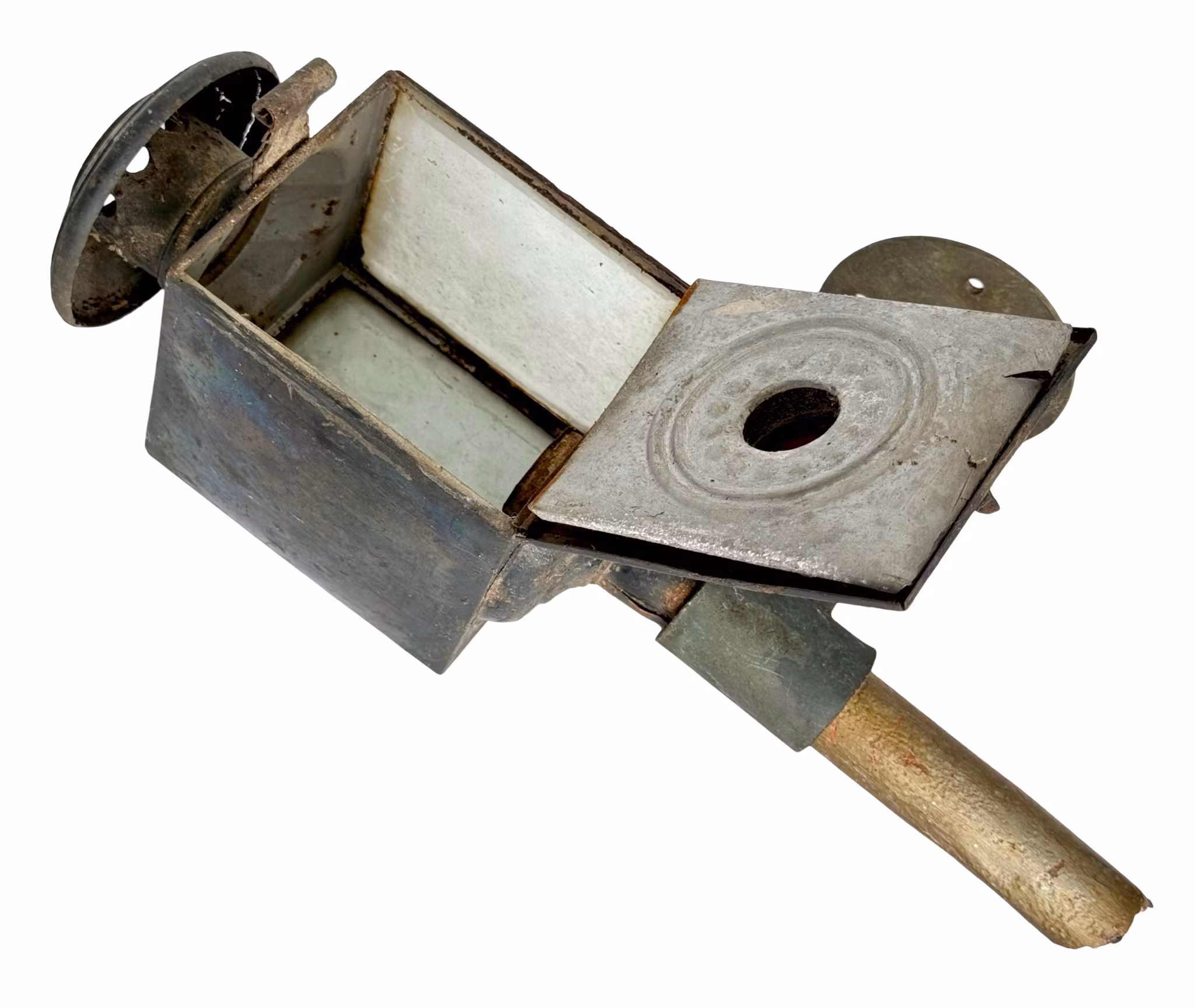 Oude koetslantaarn van ijzer en glas