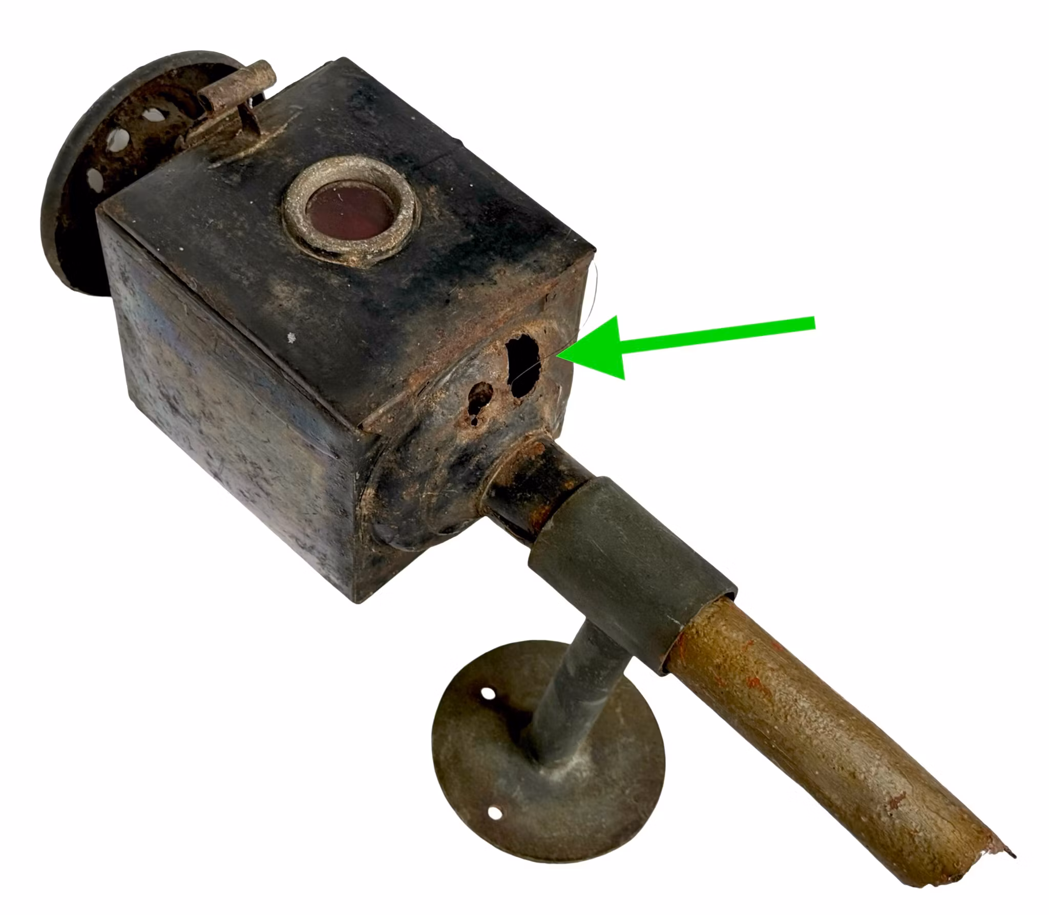 Oude koetslantaarn van ijzer en glas