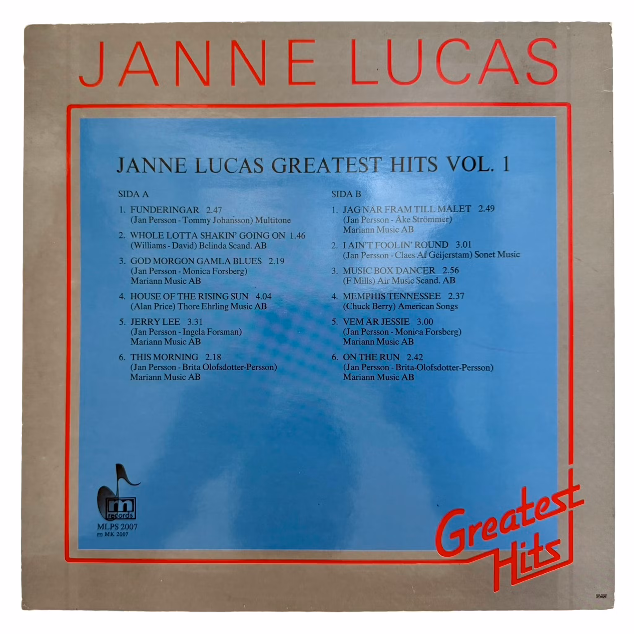 Janne Lucas - Greatest Hits Vol. LP Vinyl