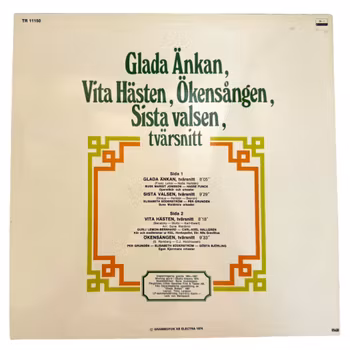 Tvärsnitt Ur Glada Änkan, Vita Hästen, Ökensången, Sista Valsen. LP Vinyl