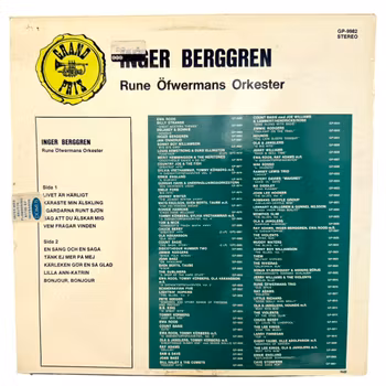 Inger Berggren - Rune Öfwermans Orkester, LP Vinyl