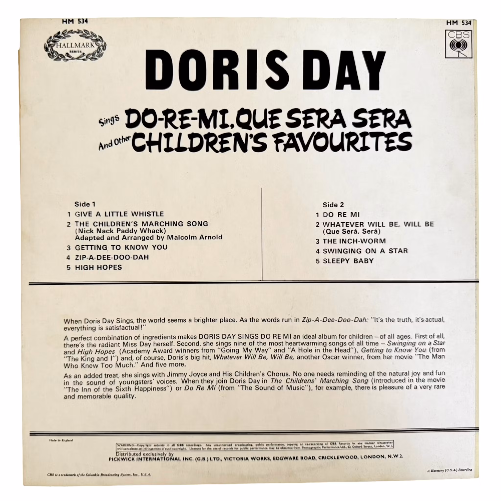 Doris Day, Do-Re-Mi. Que sera sera, Kinderfavorieten, LP Vinyl