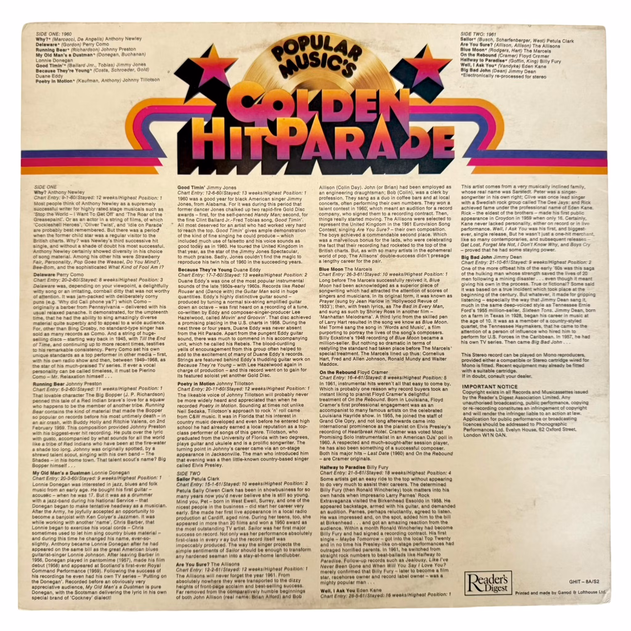 La parata d'oro dei successi della musica popolare 1960-61, vol. 2, vinile LP