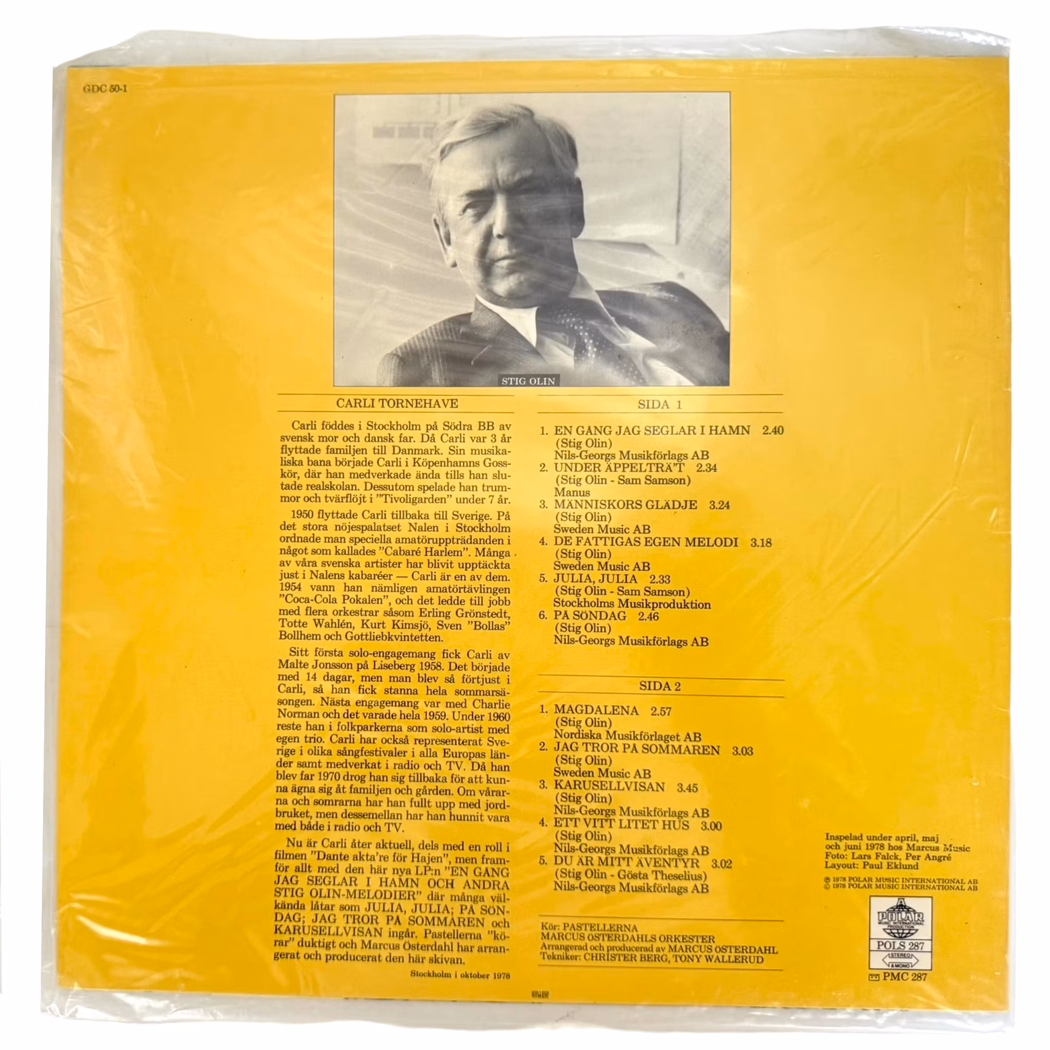 Carli Tornehave – Once I Sailed Into Harbor ja muita Stig Olinin melodioita, LP-vinyyli