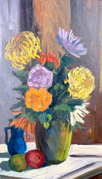 Oidentifierad konstnär, Olja på pannå, Signerat