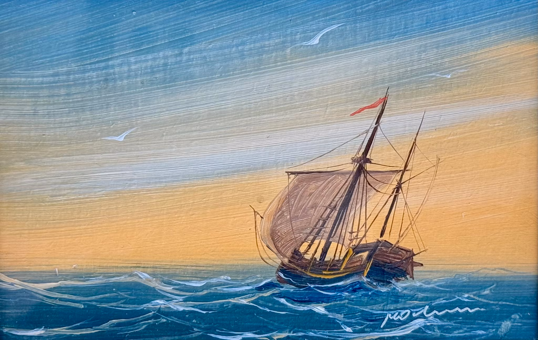 Tunnistamaton taiteilija, Meriaihe, Signeerattu