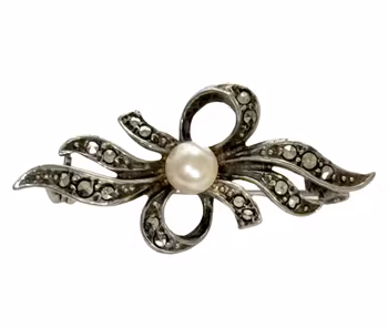 Broszka, Srebro z markazytami, Stempel HF