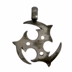 Colgante grande con símbolo de la Trinidad japonesa sintoísta, peltre