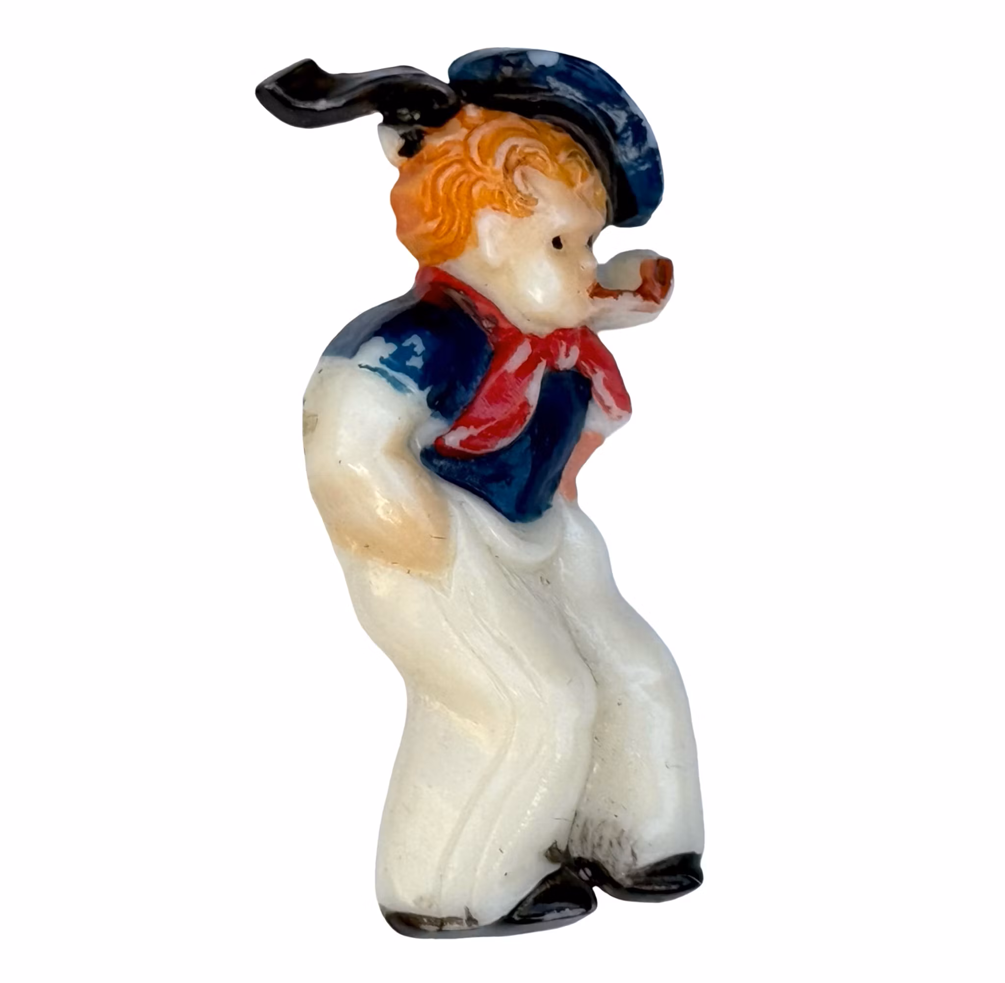 Broszka z celuloidu, plastik, malowana ręcznie