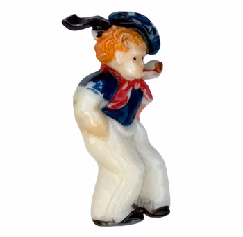 Broszka z celuloidu, plastik, malowana ręcznie