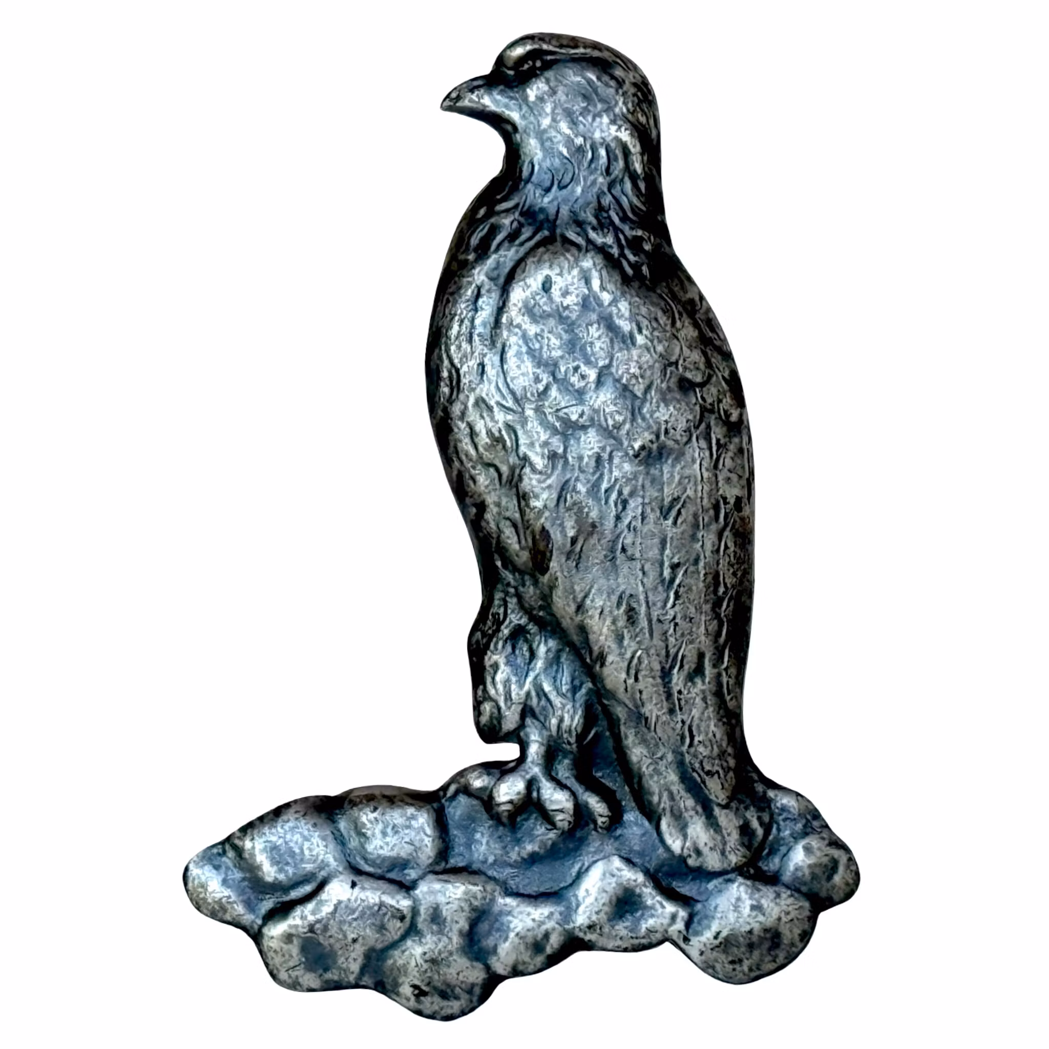 C.G.H Silver brosch, Hök Rovfågel på sten, 1943