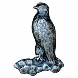 C.G.H Silver brosch, Hök Rovfågel på sten, 1943