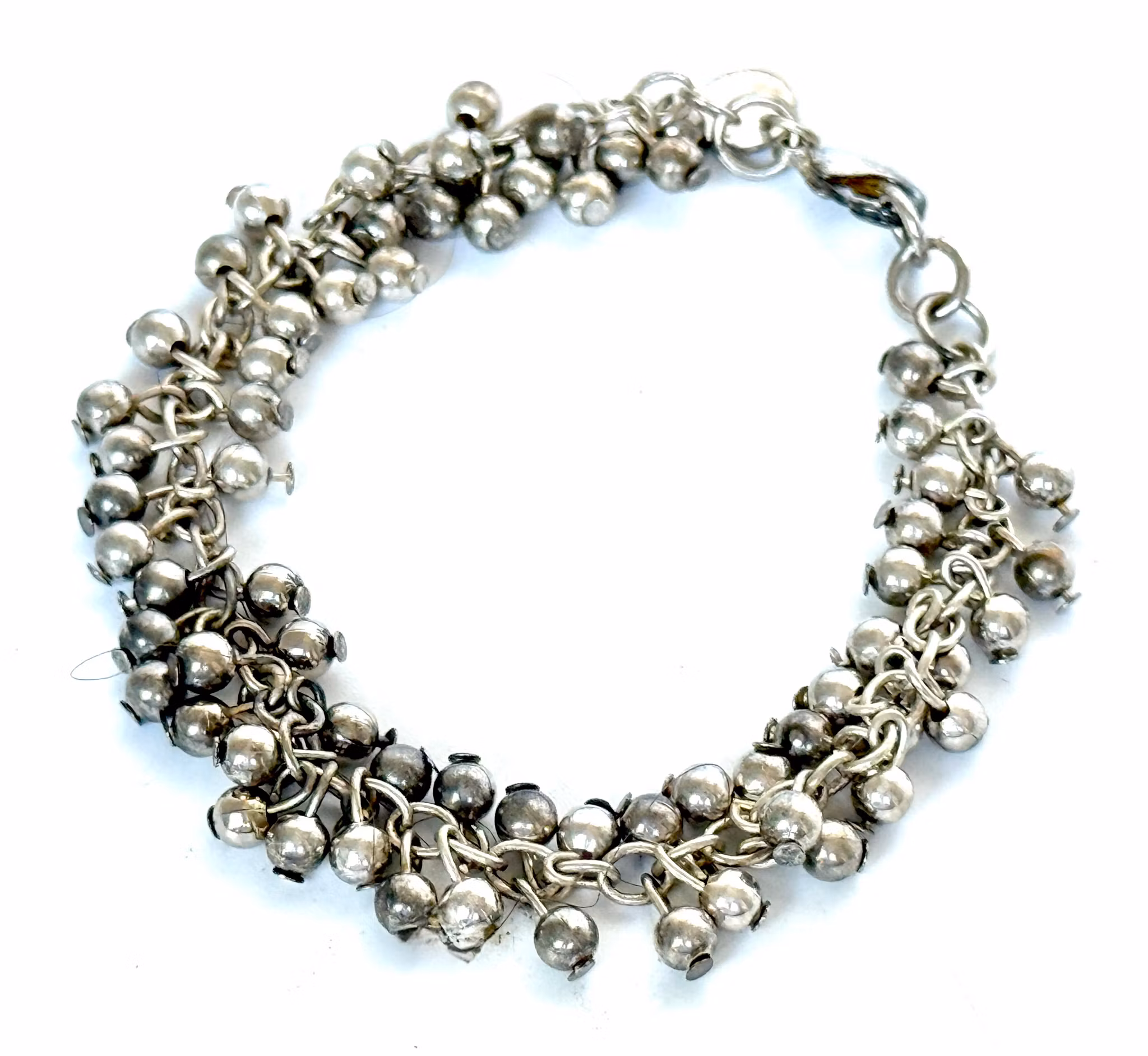 Bransoletka łańcuszkowa ze srebra próby 925 z kulkami marmurowymi