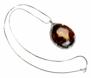 Vintage Silver Agat Hängsmycke halsband, Signerad, Kanada