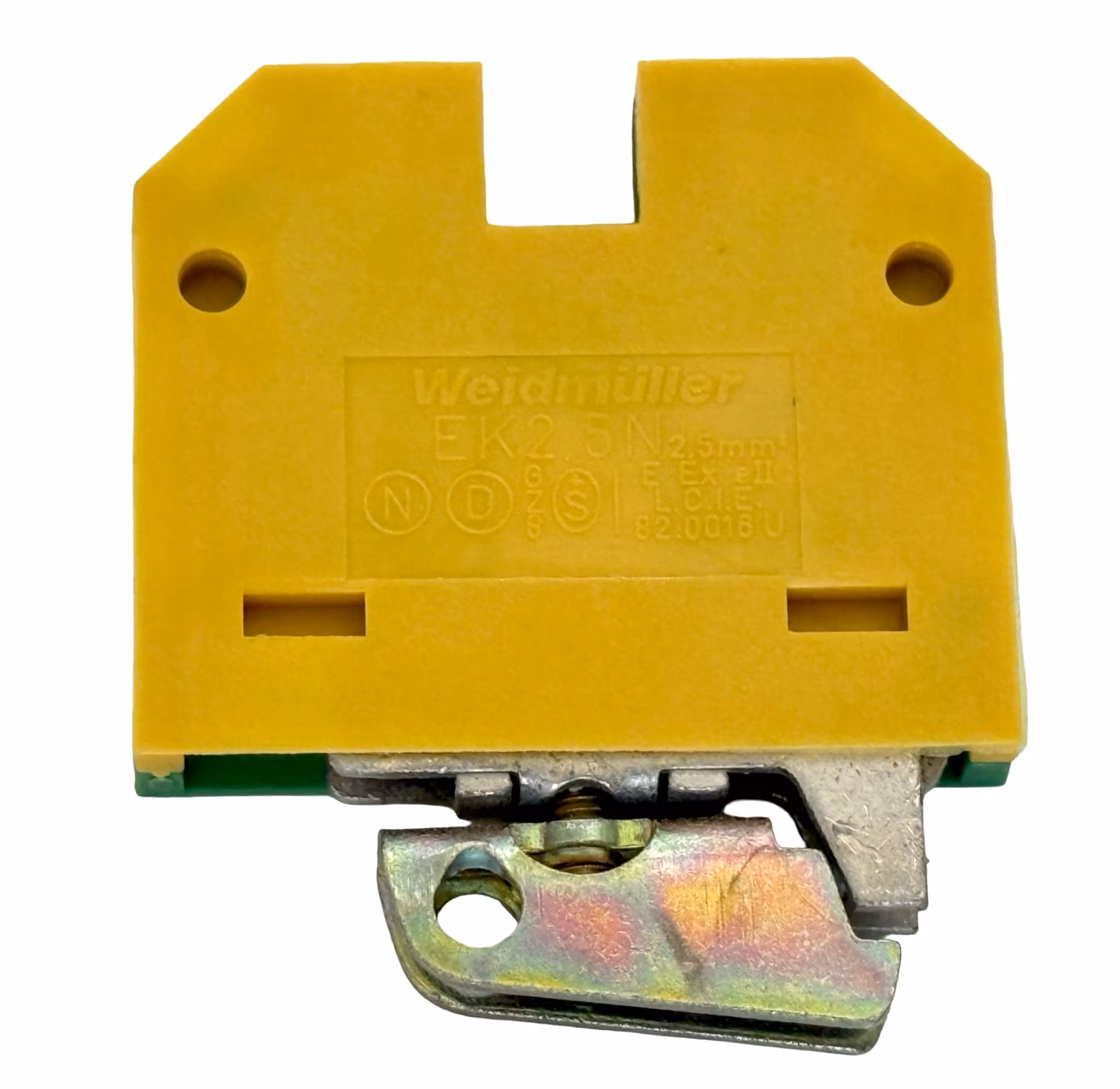 80 st, Weidmüller EK 2,5 N/32 Gul/Grön Jordnings Kopplingsplint