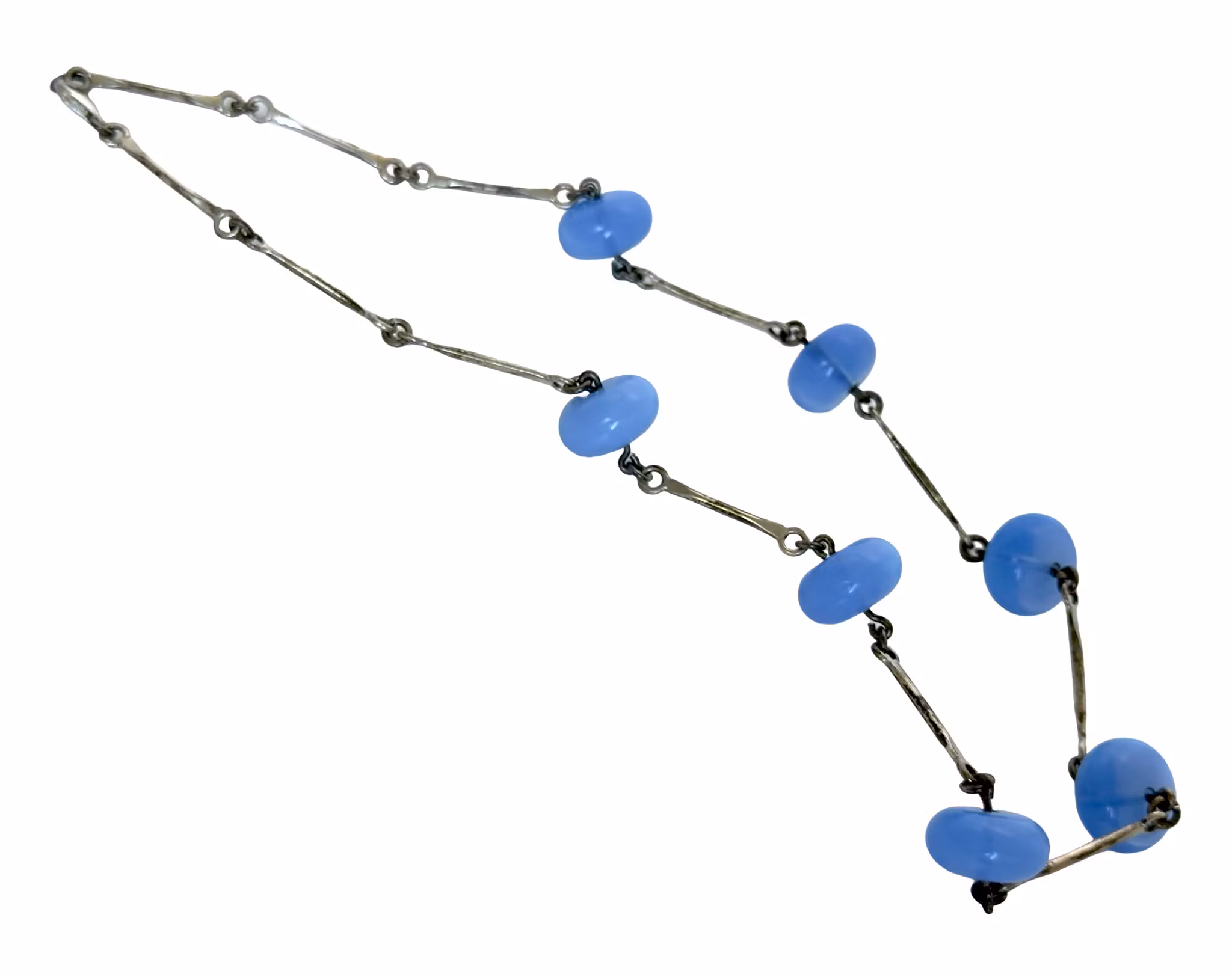 Vintage 925-hopeakaulakoru lasihelmillä