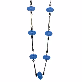 Vintage sterling 925 silver halsband med glaspärlor