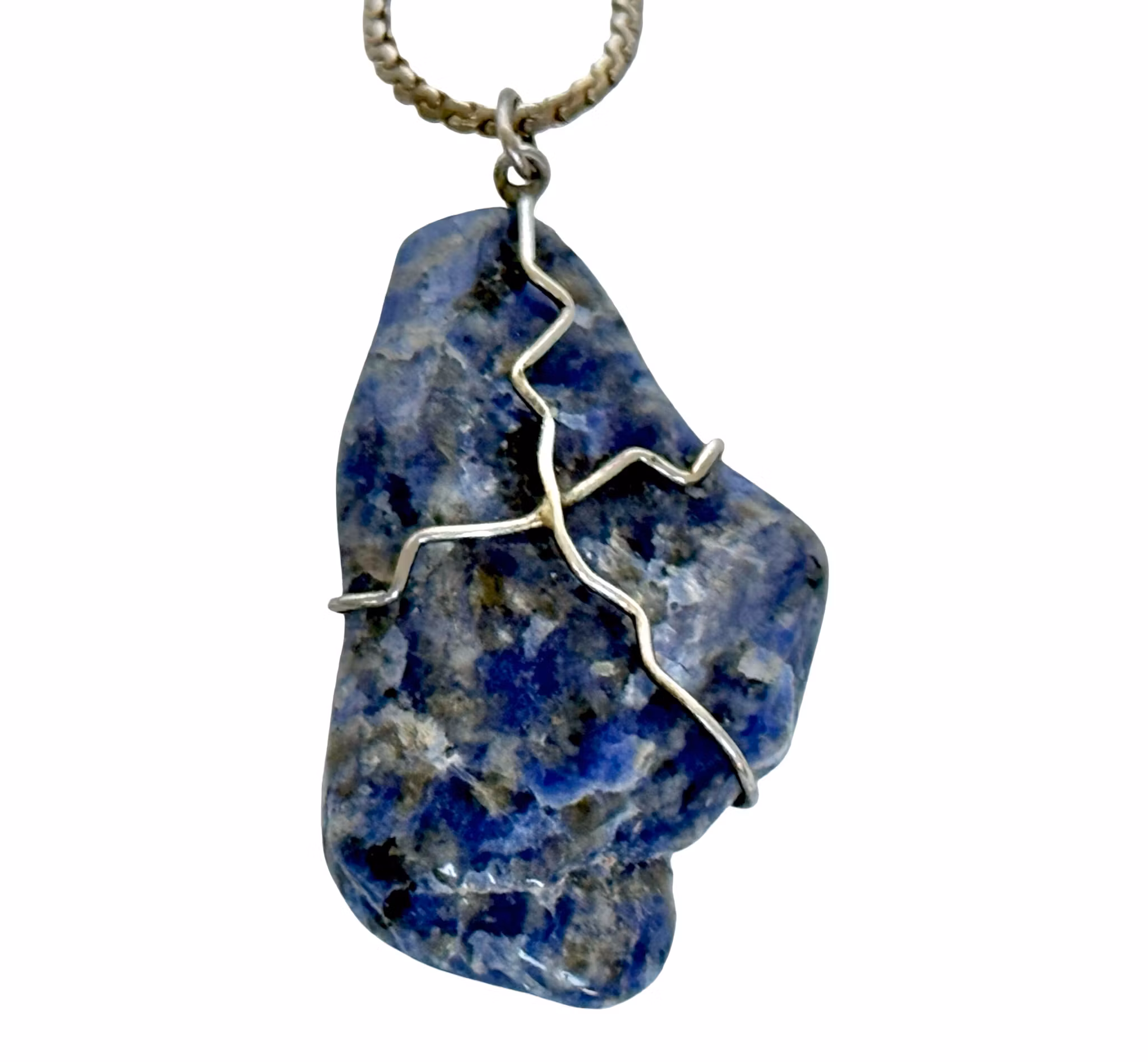 Srebrny naszyjnik vintage z lapis lazuli