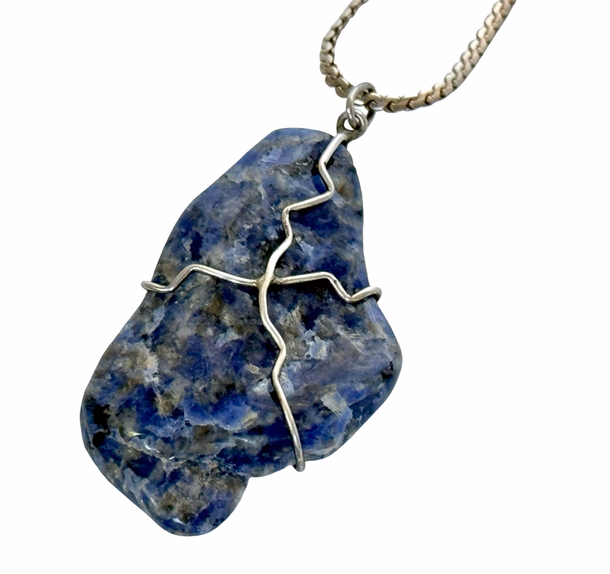 Srebrny naszyjnik vintage z lapis lazuli