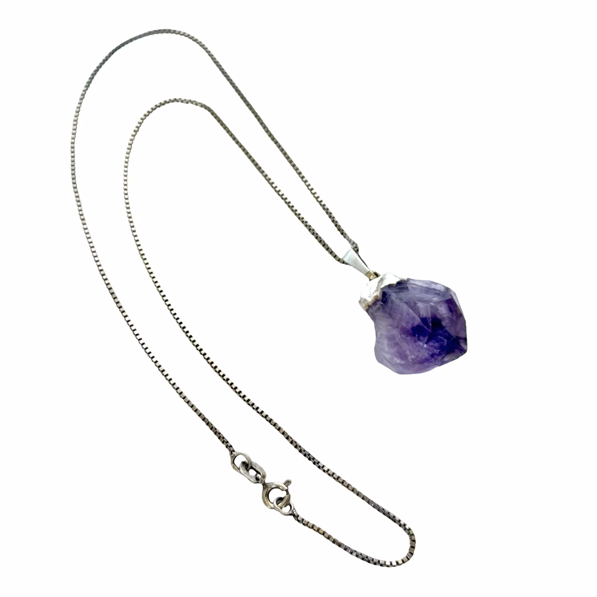 Halskæde i sterlingsølv 925 med ametystvedhæng