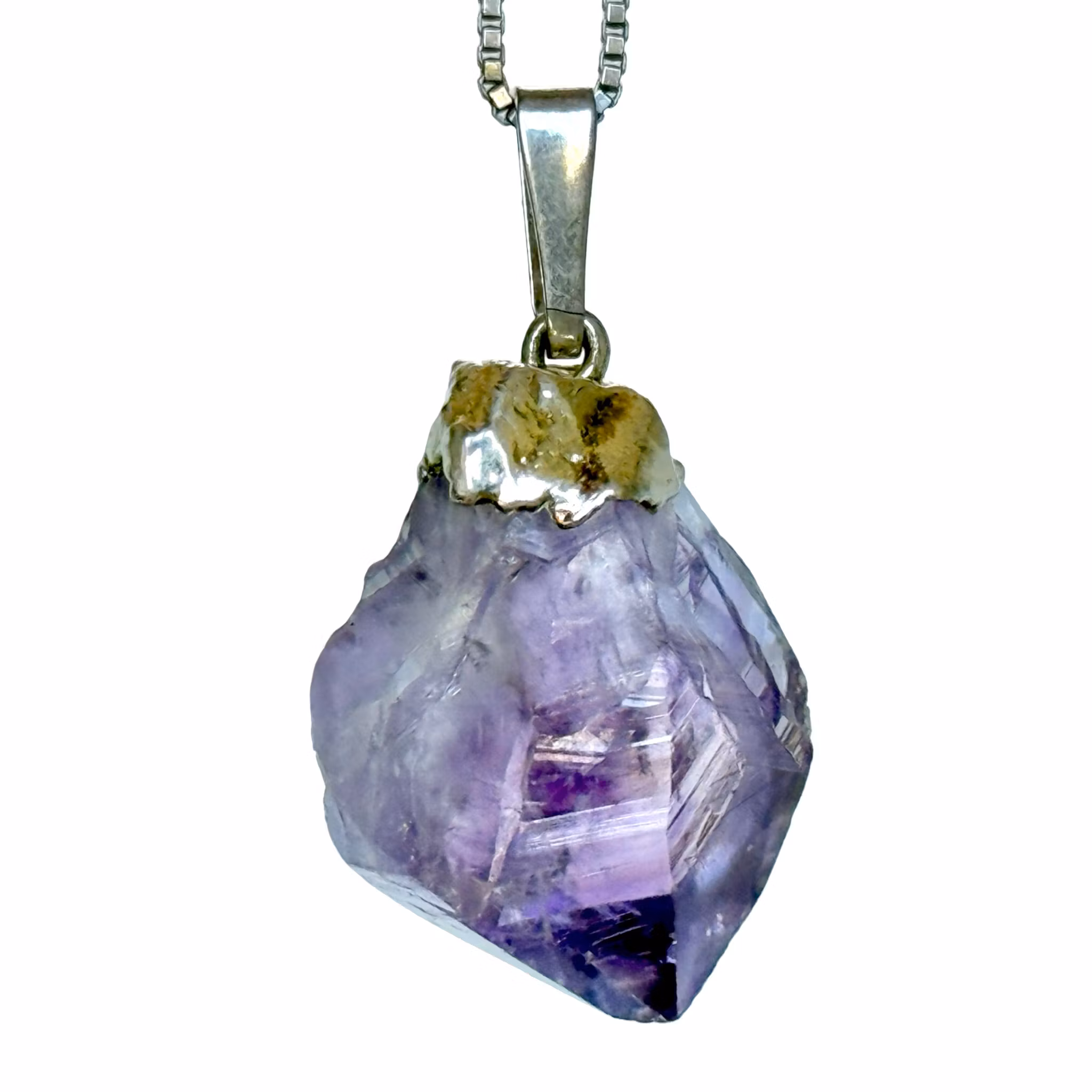 Halskæde i sterlingsølv 925 med ametystvedhæng